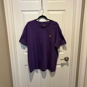 Polo by Ralph Lauren Purple Short Sleeve V-Neck Tee with Yellow Pony